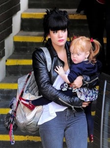 Lily Allen with daughter Ethel at ITV studios