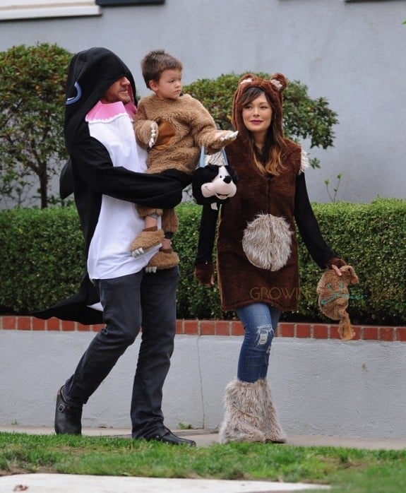 Lindsey Price and Curtis Stone out for Halloween with their son Hudson