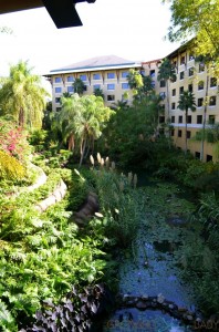 Loews Royal Pacific Resort - river running through the front of the resort