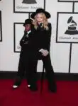 Madonna and son David at the 56th annual Grammy Awards