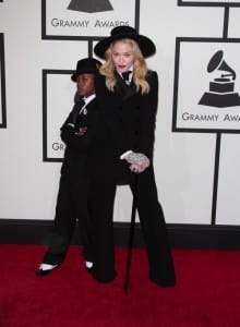 Madonna and son David at the 56th annual Grammy Awards