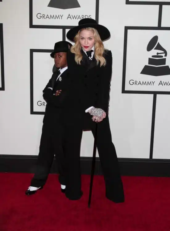 Madonna and son David at the 56th annual Grammy Awards