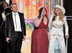 Madonna onstage at the Grammy's with Macklemore