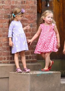 Marion(Loretta) and Tabitha Broderick walk home from school