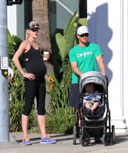 Mark-Paul Gosselaar out and about in Studio City with his pregnant wife Catriona McGinn and their first child son Dekker Edward