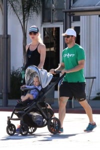 Mark-Paul Gosselaar out and about in Studio City with his pregnant wife Catriona McGinn and their first child, son Dekker Edward
