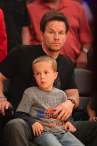 Mark Wahlberg sits courtside at the Lakers Game with son Brendan
