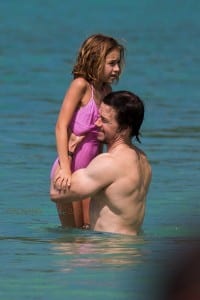 Mark Wahlberg with daughter Ella in Barbados