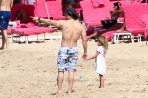 Mark Wahlberg with daughter Grace in Barbados