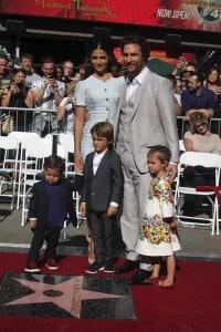 Matthew McConaughey shares his walk of fame star with wife Camila, and kids Levi, Livingston & Vida