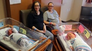 Michelle Clarke and Christina Santos-Santiago, with their babies, Nicolas Santos-Santiago, and Savannah Clarke