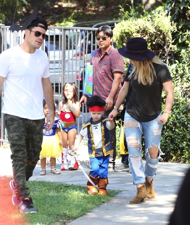 Mike Comrie and Hilary Duff with son Luca Comrie, who dressed up as a ...
