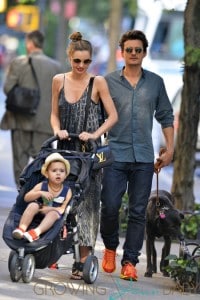 Orlando Bloom and Miranda Kerr bring baby Flynn to Central Park in New York City