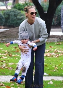 Molly Sims with son Brooks Stuber at the park in LA