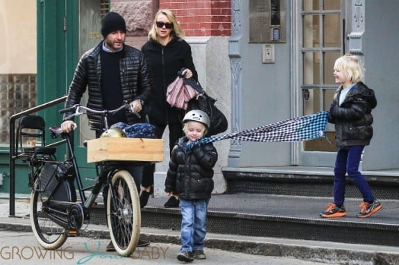 Naomi Watts and Liev Schreiber out in New York City with his sons Sam and Sasha