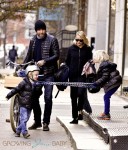 Naomi Watts and Liev Schreiber out in New York City with his sons Sam and Sasha