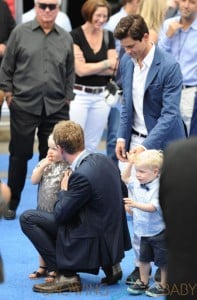 Neil Patrick Harris holds baby Harper as celebrities arrive for 'The Smurfs 2' premiere in LA
