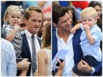 Neil Patrick Harris and David Burtka with twins Harper and Gideon at Smurfs 2 premiere