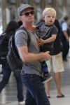 **EXCLUSIVE** Neil Patrick Harris and David Burtka seen with their kids Gideon Scott and Harper Grace departing LAX