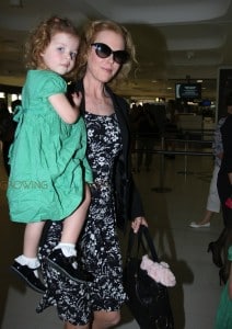 Nicole Kidman with daughter Faith Urban at Sydney airport