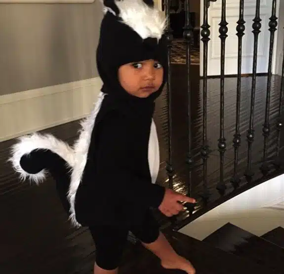 North West dressed as a skunk for Halloween