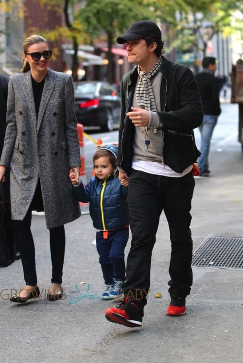 Orlando Bloom & Miranda Kerr out in NYC with son Flynn
