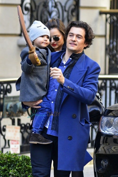 Orlando Bloom & Miranda Kerr out in NYC with their son Flynn