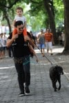 Orlando Bloom and Flynn Bloom Take Dog Sidi Out Through Central Park