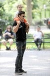 Orlando Bloom and Flynn Bloom Take Dog Sidi Out Through Central Park