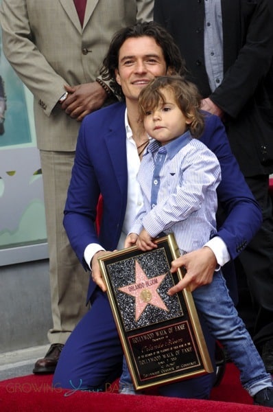 Orlando Bloom with his son Flynn at Hollywood Walk of Fame Star ceremony in LA