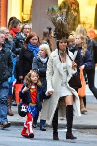 EXCLUSIVE: Padma Lakshmi and daughter Krishna seen trick or treating in SoHo, New York City