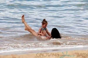 Padma Lakshmi plays on the beach with daughter Krishna in Hawaii