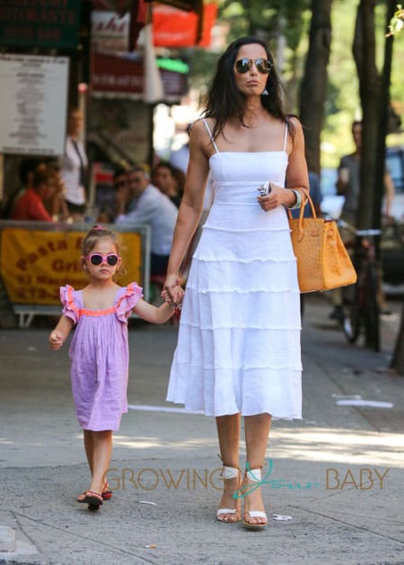 Padma Lakshmi and her daughter Krishna Thea Lakshmi-Dell seen in the West Village in New York City.