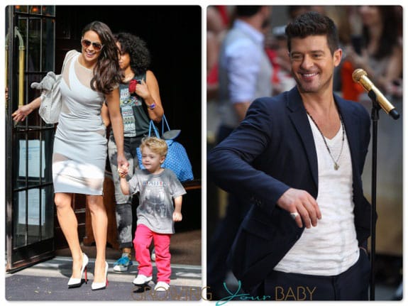 Paula Patton and Robin Thicke With son Julian in NYC