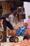 Robin Thicke and wife Paula Patton explore Mr Bones Pumpkin Patch with their son Julian in Beverly Hills