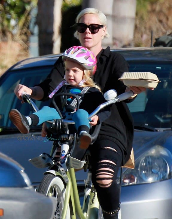 Pink takes daughter Willow for a bike ride in LA