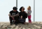 Pink, Carey Hart and their daughter Willow on the beach in LA