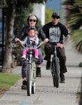 Pink, Carey Hart and their daughter Willow riding bikes in LA