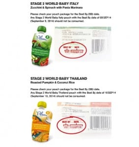 Plum Organics recalled products, World Baby Italy and World Baby Thailand
