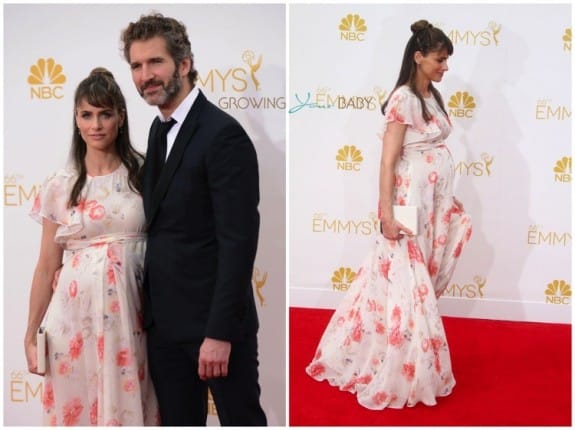 Pregnant Amanda Peet at the 66th Annual Primetime Emmy Awards with husband David Benioff