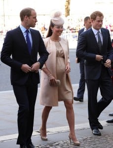 Pregnant Catherine Middleton, Prince William, Prince Harry at 60th Anniversary of the Coronation Service