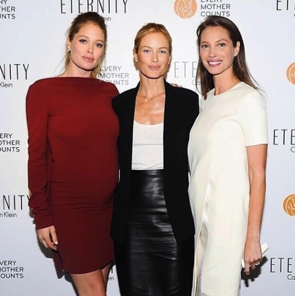 Pregnant Doutzen Kroes at Every Mom Counts event with Christy Turlington