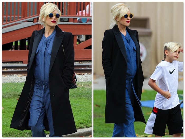 Pregnant Gwen Stefani out with Kingston Rossdale in Los Angeles