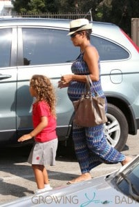 READY TO POP! Halle Berry shows off her pregnancy curves while running errands with daughter Nahla in Los Angeles