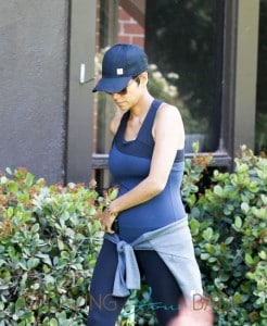 Pregnant Halle Berry Goes For A Workout