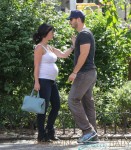 Jennifer Love Hewitt shows off her expanding baby bump as she and fiance Brian Hallisay take a stroll around New York City