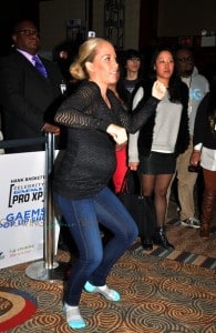 Pregnant Kendra Wilkinson dances at the Celebrity GAEMS Pro XP Event in NYC
