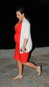 Pregnant Kim Kardashian leaving a Yacht in Greece