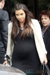 Pregnant Kim Kardashian seen walking out after having a lunch with her sister Kourtney Kardashian in Los Angeles