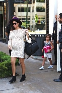 Pregnant Kourtney Kardashian and son Mason leave American Girl after a birthday party
